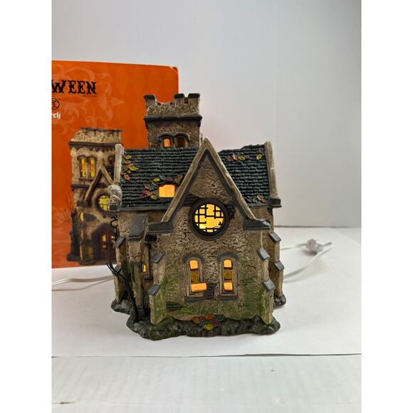 Department 56 Snow Village Halloween The Haunted Church Lighted Building - Picture 3 of 7